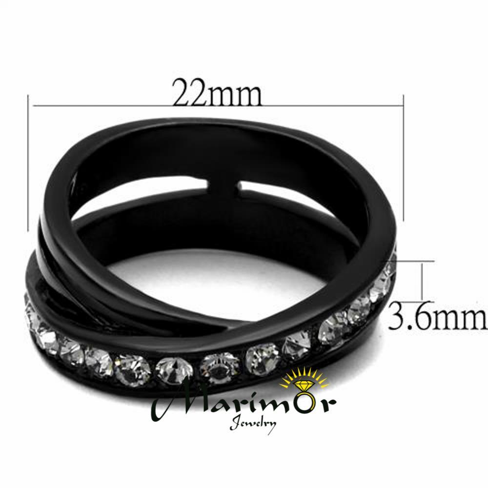 Stainless Steel Black Ion Plated .96 Carat Crystal Fashion Ring Women’s Sz 5-10