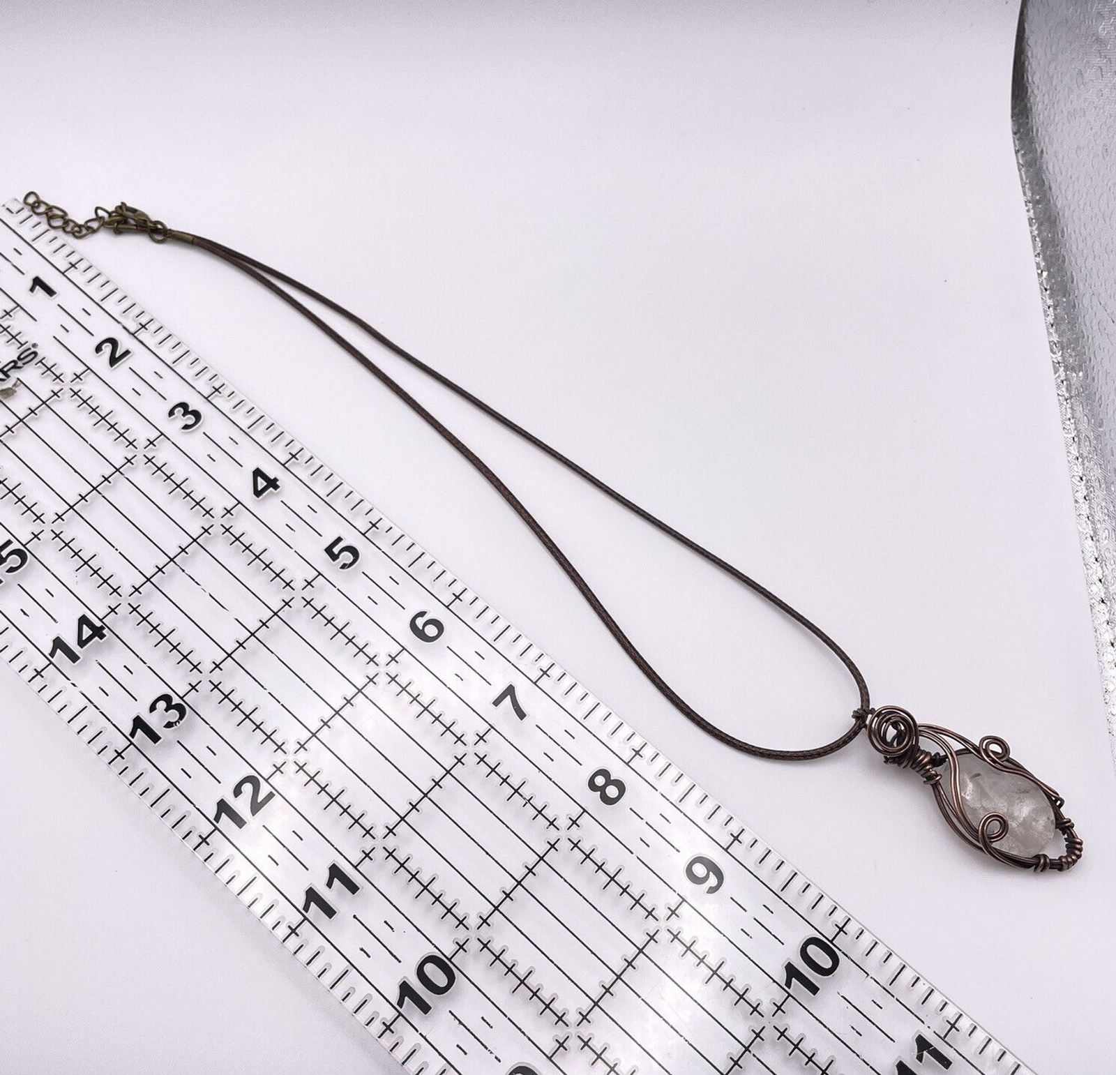Boho Wire Wrapped Quartz Crystal Pendant Necklace Spiritual Healing Natural