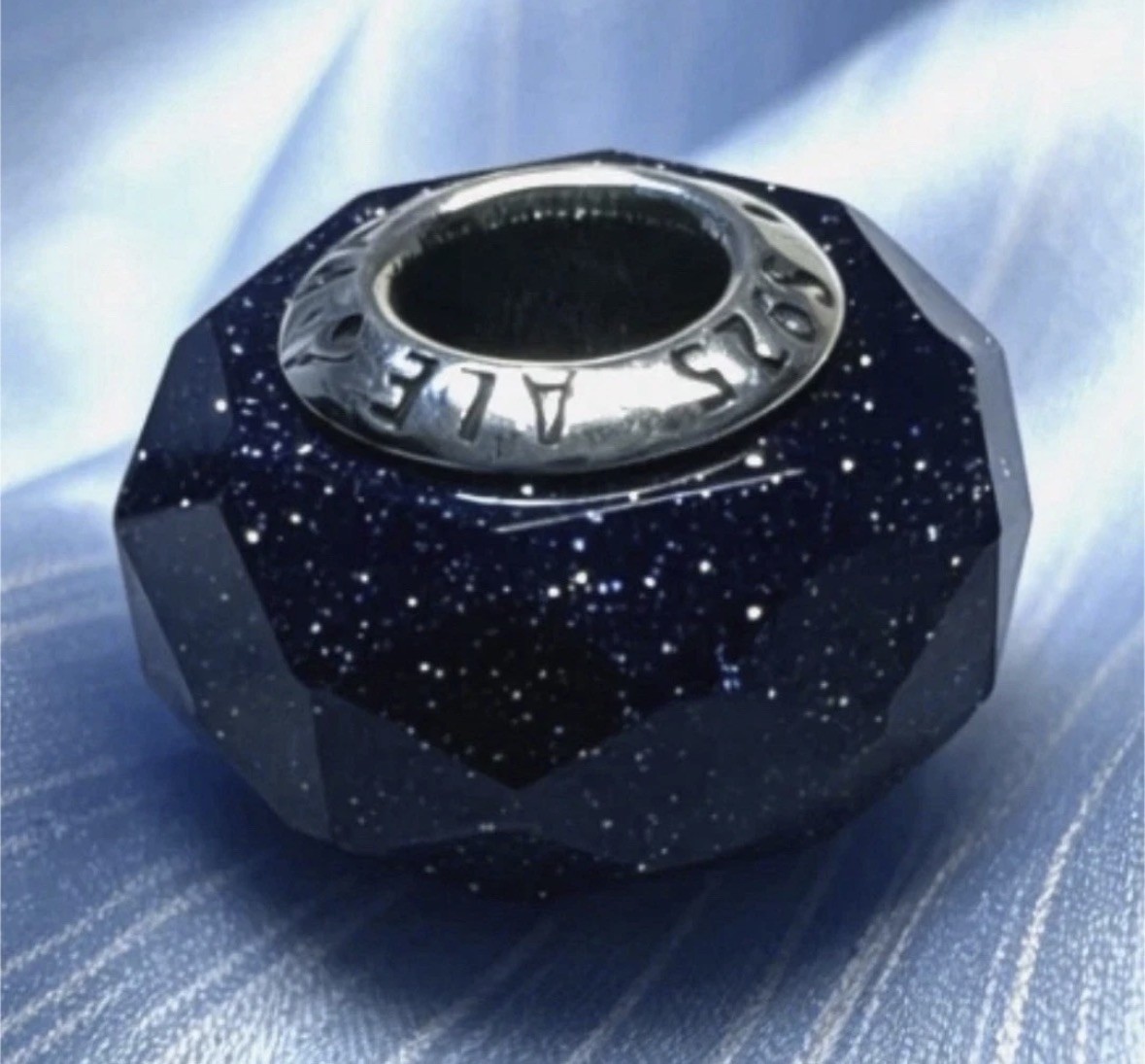 Pandora Midnight Blue Glitter Faceted Murano Glass Charm