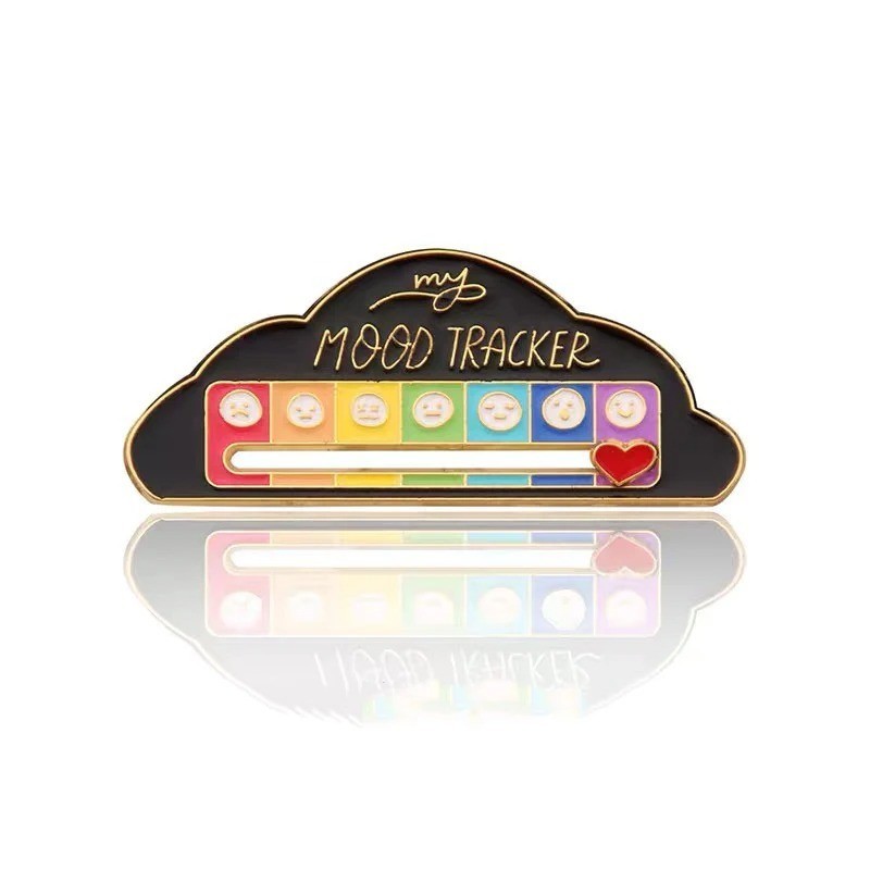Funny Social Battery Slider Pin – 7-Mood Expression Badge, Cute Interactive Pin