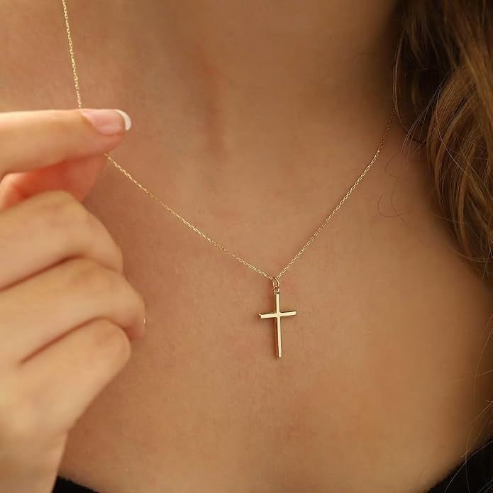 1Pcs Classic Gold Cross Pendant, Elegant Unisex Alloy Choker Chain