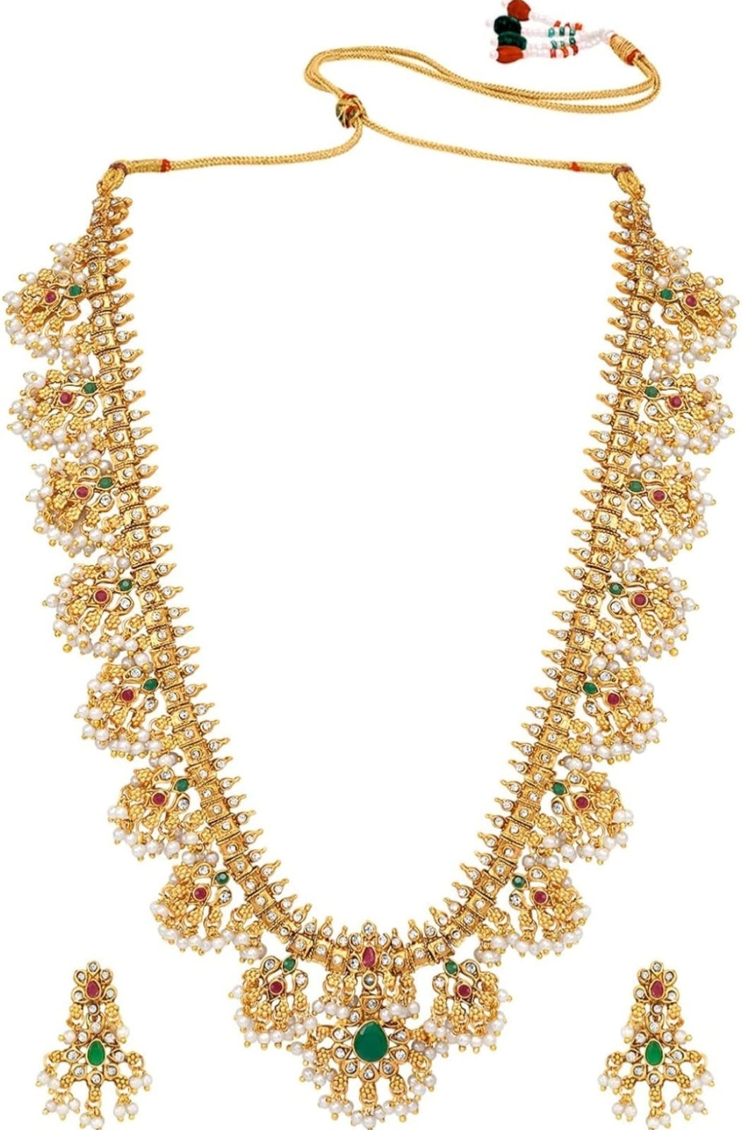 Indian Bollywood Traditional South Indian Necklace Set With Matching Earrings
