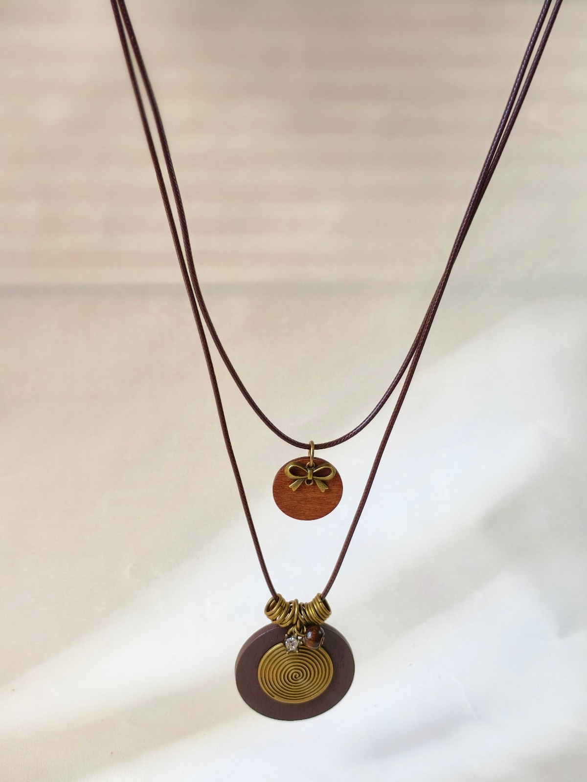 Boho Vintage Double Wax Cord Long Necklace Adjustable Layered Choker Unisex