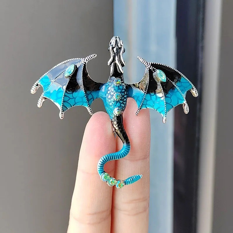 1pc Dragon Brooch Pin Enamel Crystal Animal Badge Jewelry Gift – Animal Pins
