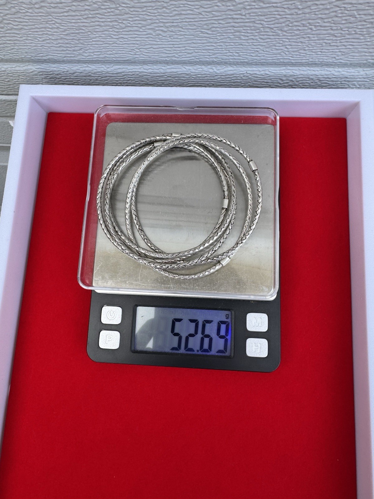 5 Pc 925 Sterling Silver Slip-On Bangle Bracelet Set Woven Wheat 52.69g Heavy