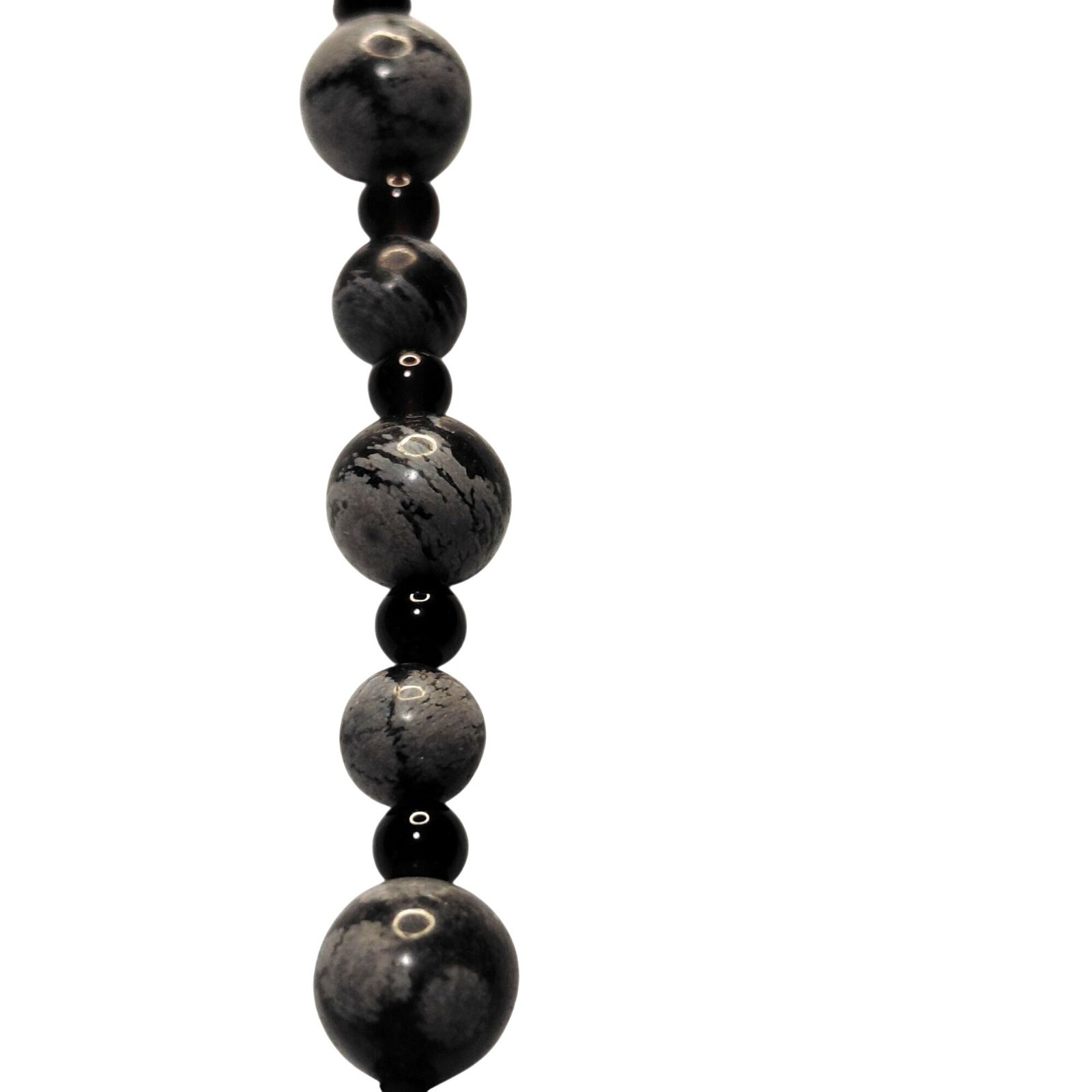 Snowflake obsidian necklace black agate spacers