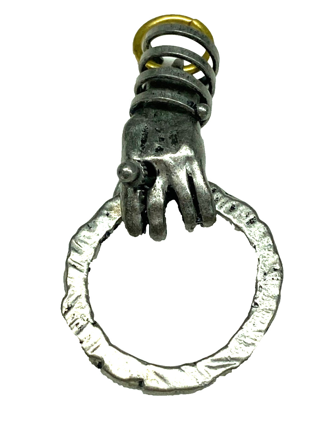 Silver Tone Modern Hand Holding Charm Holder Pendant Metal Wrap