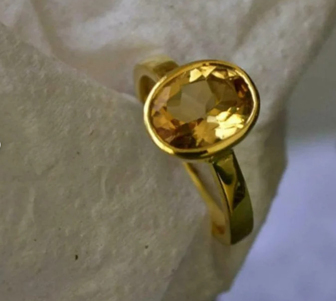 Natural Certified Yellow Sapphire Pukhraj Rashi Ratan Astrological Handmade Ring