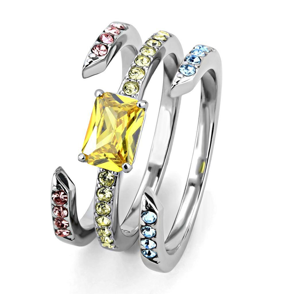 TK3526 – High polished (no plating) Stainless Steel Ring with AAA Grade CZ in