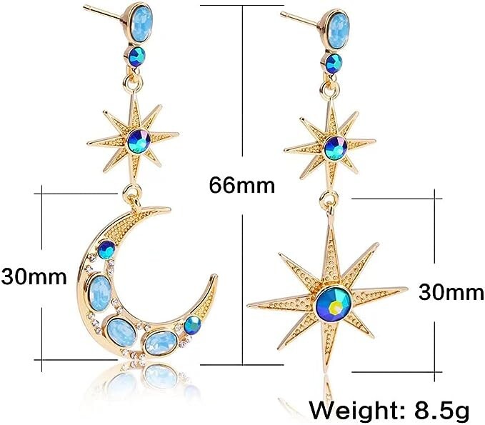 Betsey Johnson Celestial Moon & Star Drop Earrings | Perfect Gift for Her