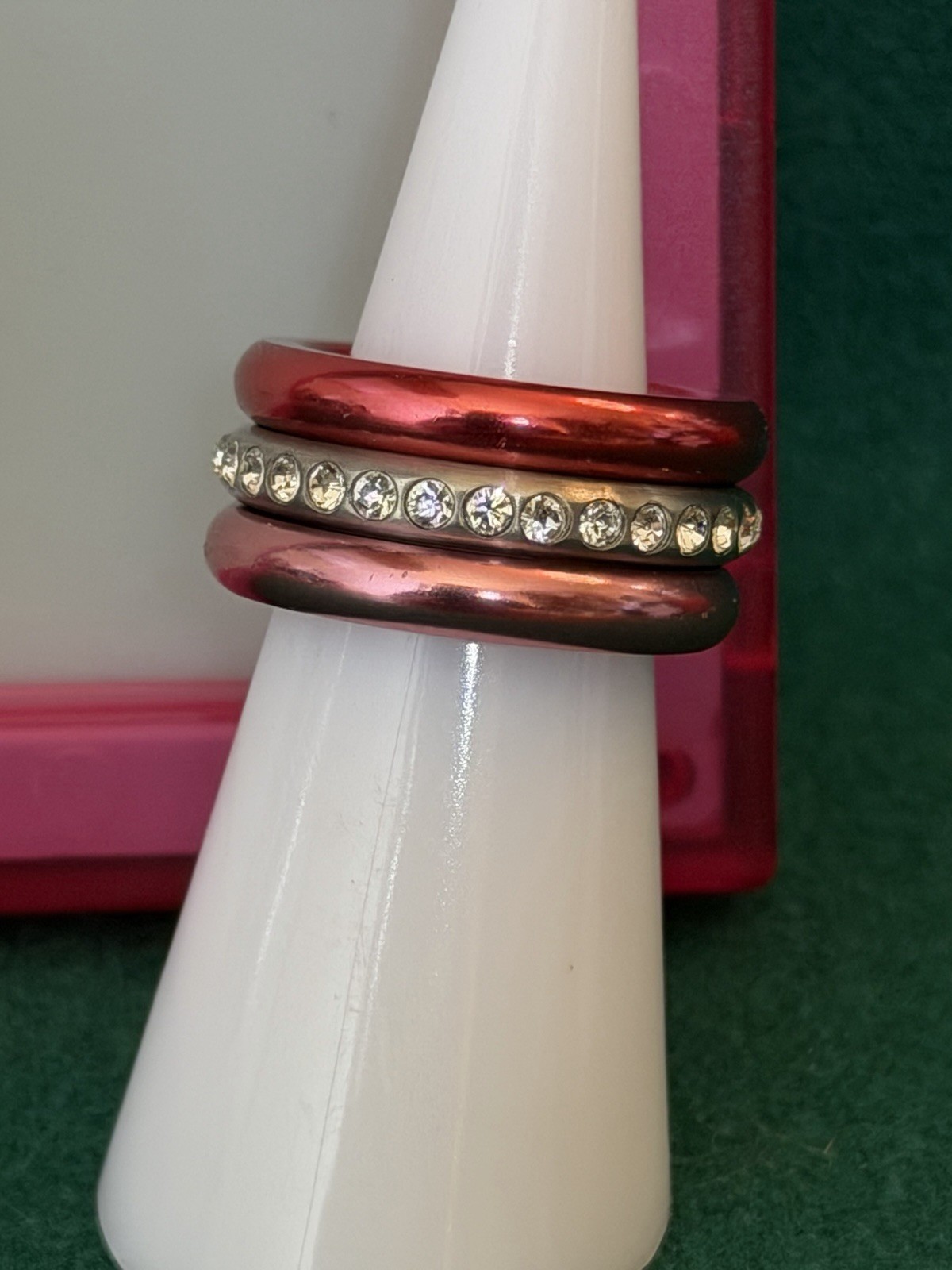 Swatch Bijoux Deluxe Trio Merry Red Ring Size US 5 (red, silver and pink)