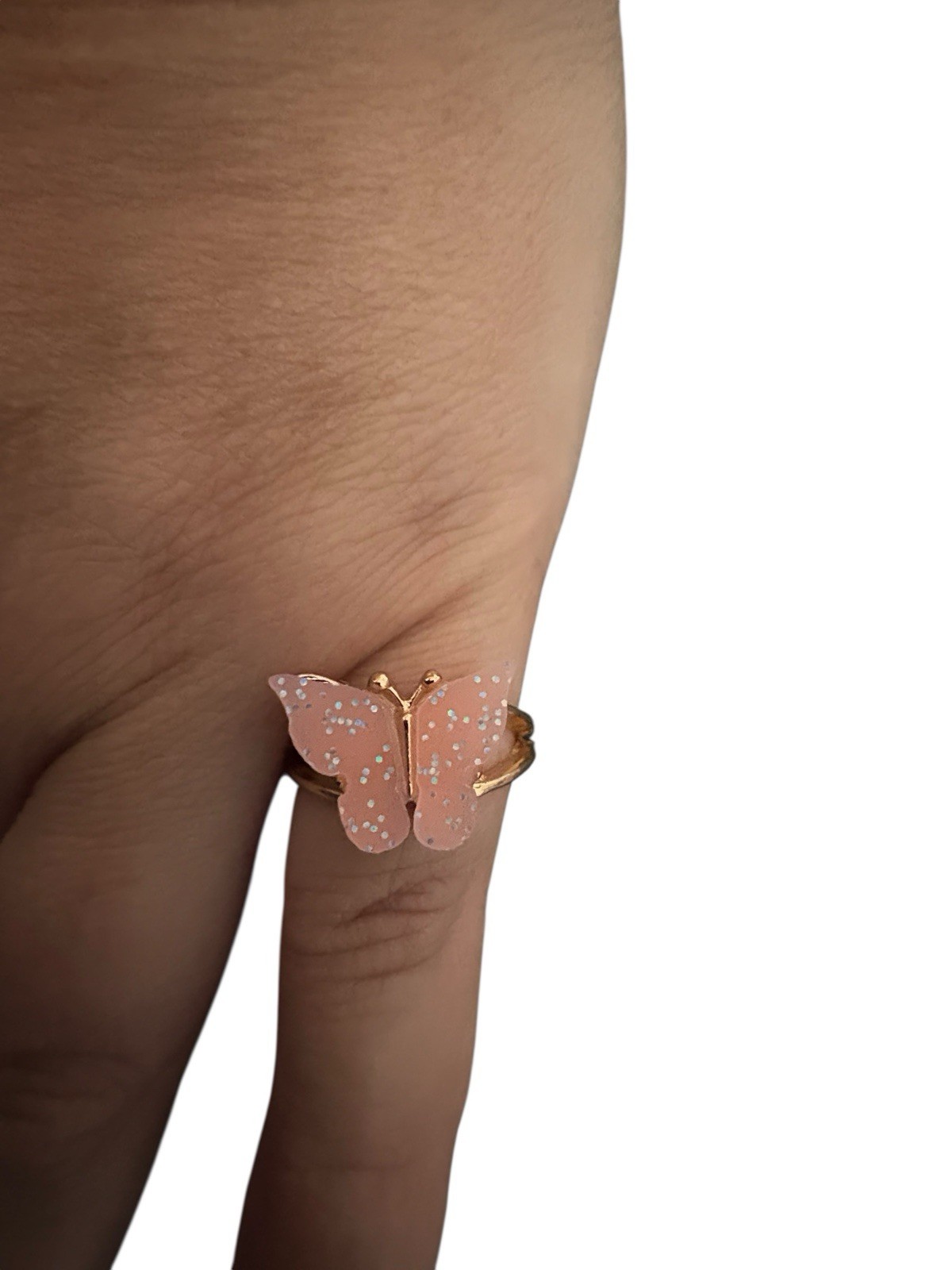 Pink Enamel Butterfly Ring – Gold Tone Kids’ Ring (Unknown Size)