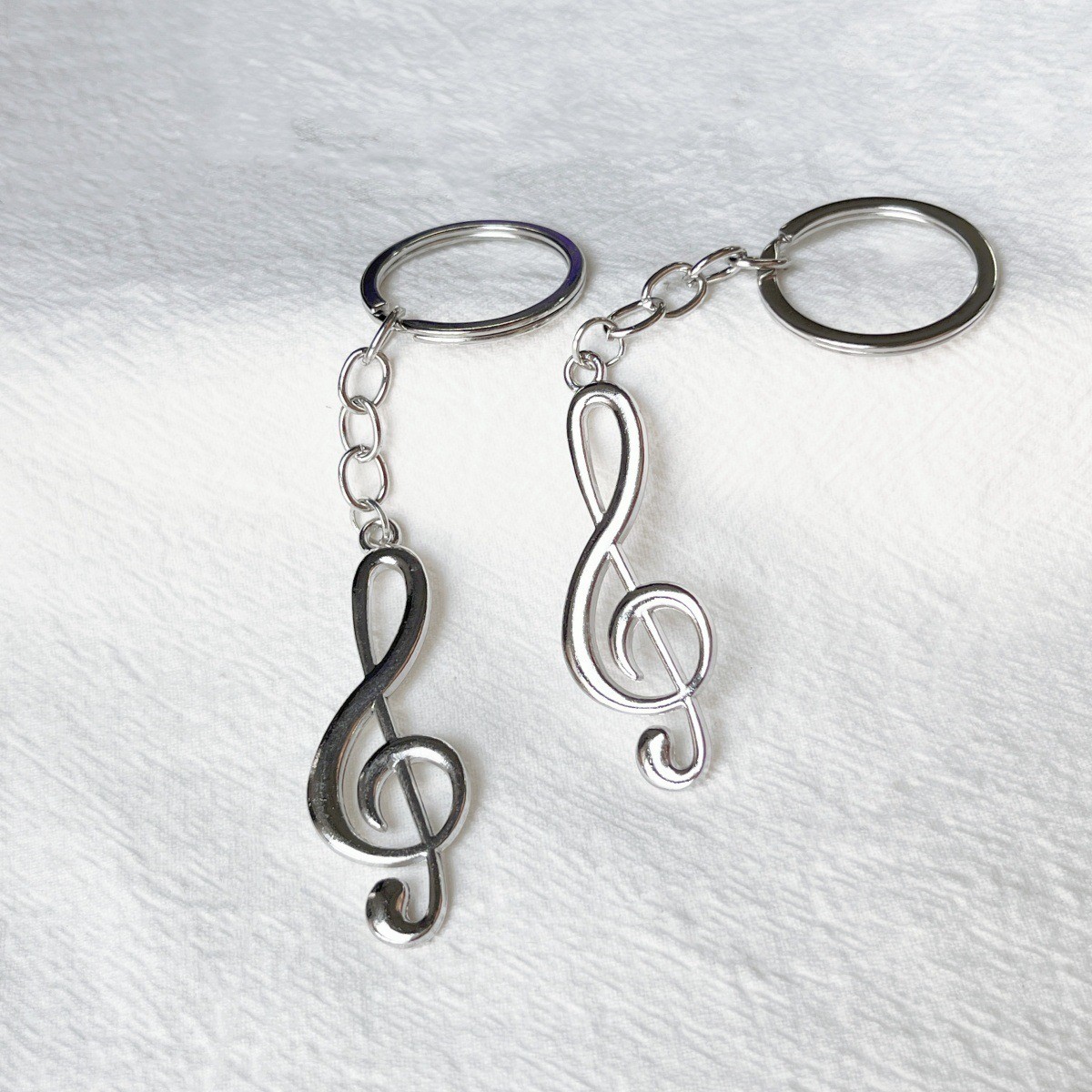 2X Creative Silver Color Music Symbol Metal Keychain Ring Keyring Key Fob