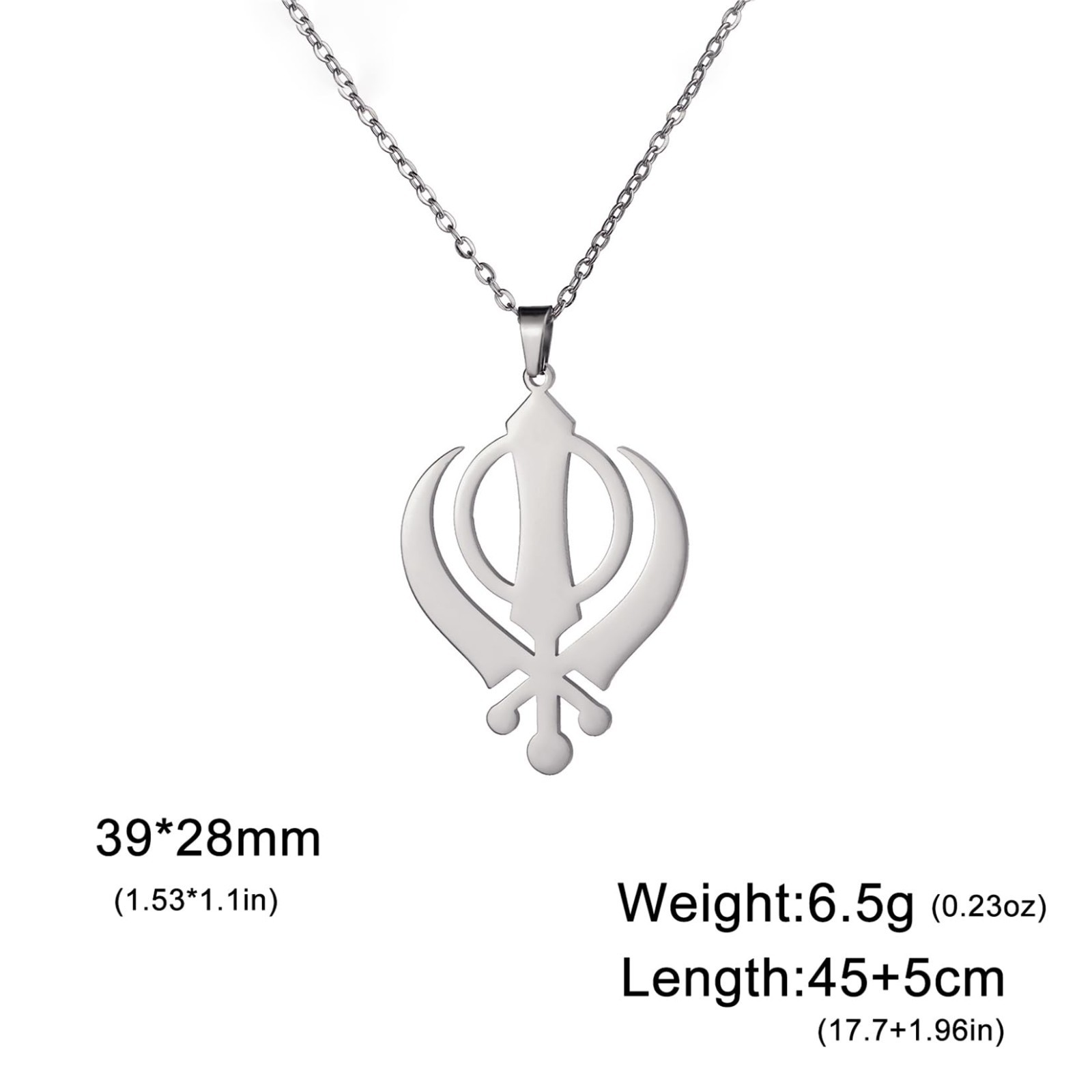 Sikh Khanda Necklace Pendant – Punjabi Sword Symbol Jewelry for Men & Women, Amu