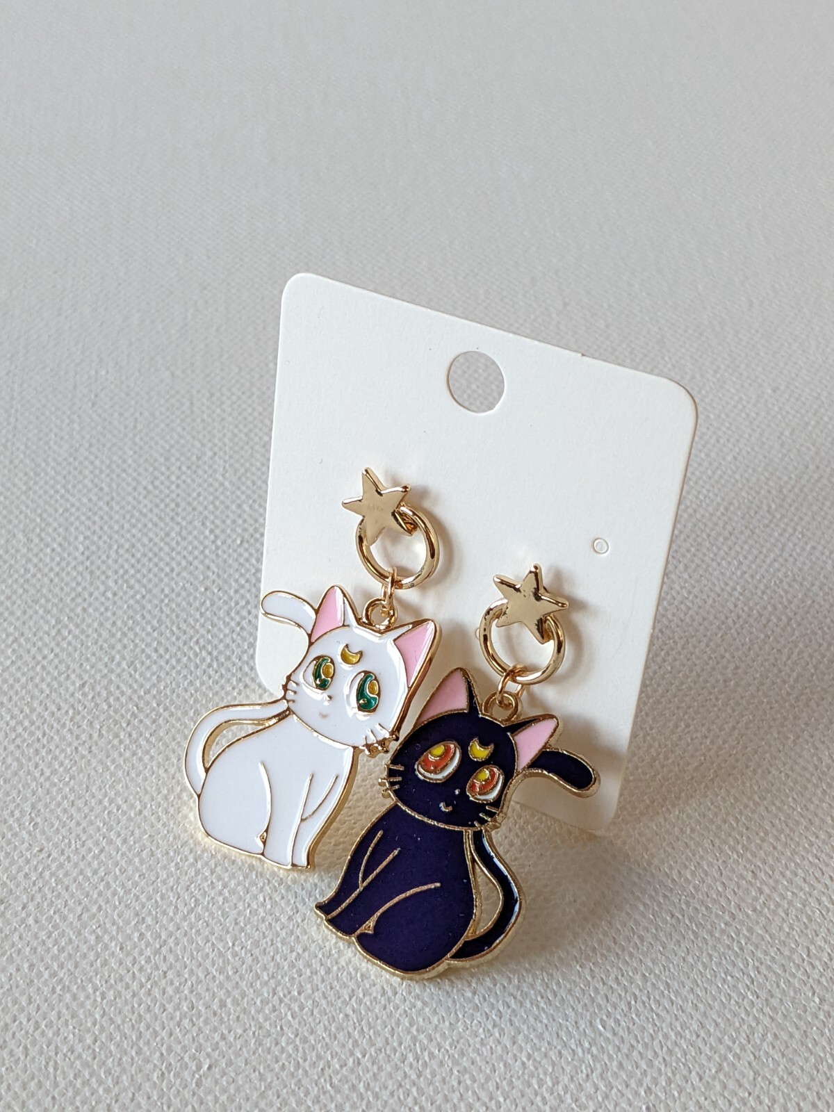 Sailor Moon Cat Luna & Artemis Women Earrings Casual Enamel Alloy Brass Stud