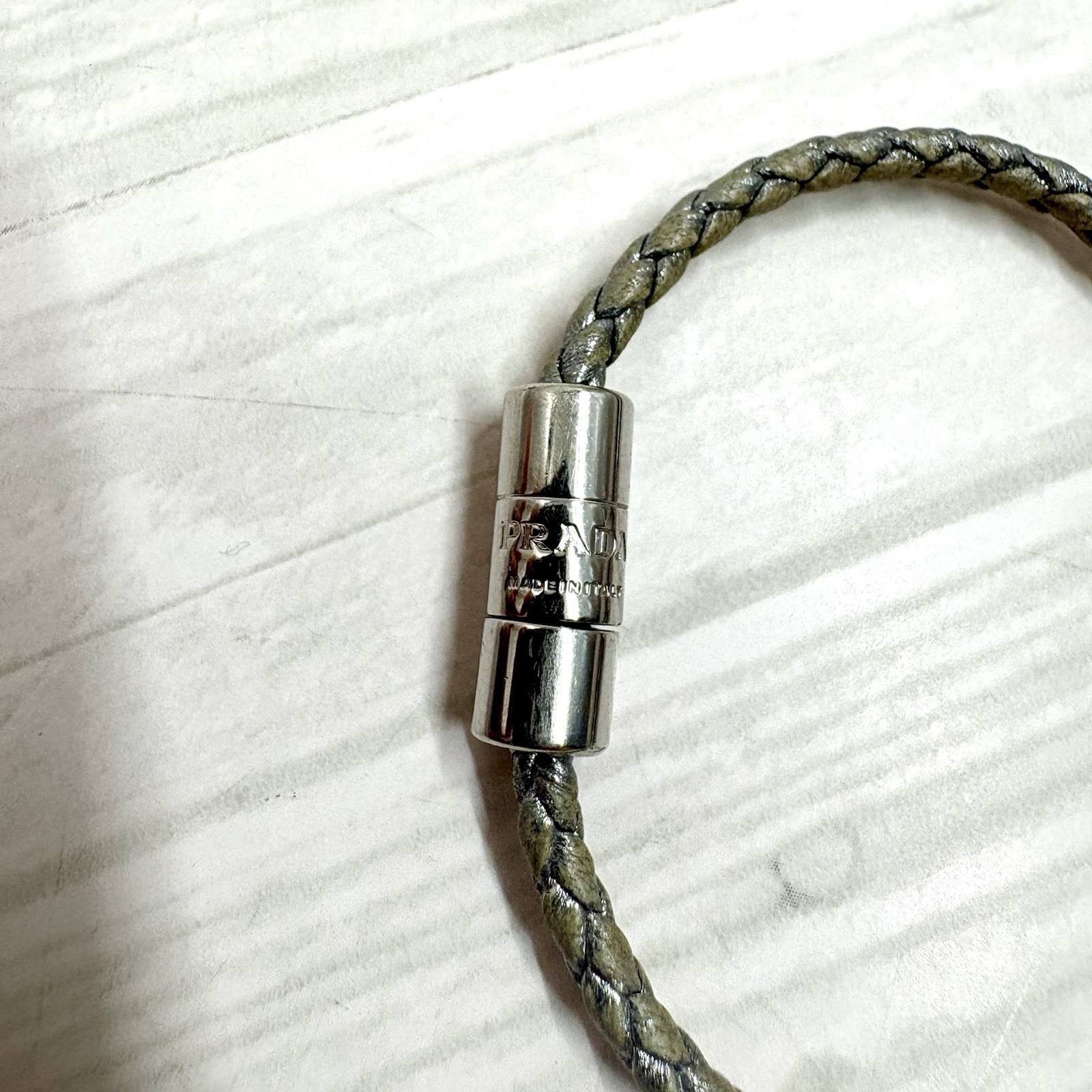 Prada 1IB350 Nappa Leather Bracelet Triangle Logo Authentic