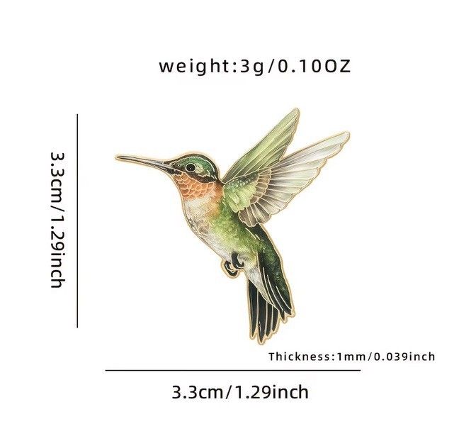 Hummingbird Enamel Brooch Pin Badge Green Blue White Bird Jewellery Gift New