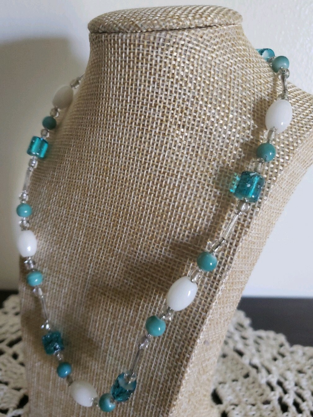 Semi-Precious Stone & Beaded Necklace ~ 16″ Long ~ Multi Colored ~ New ~ 27