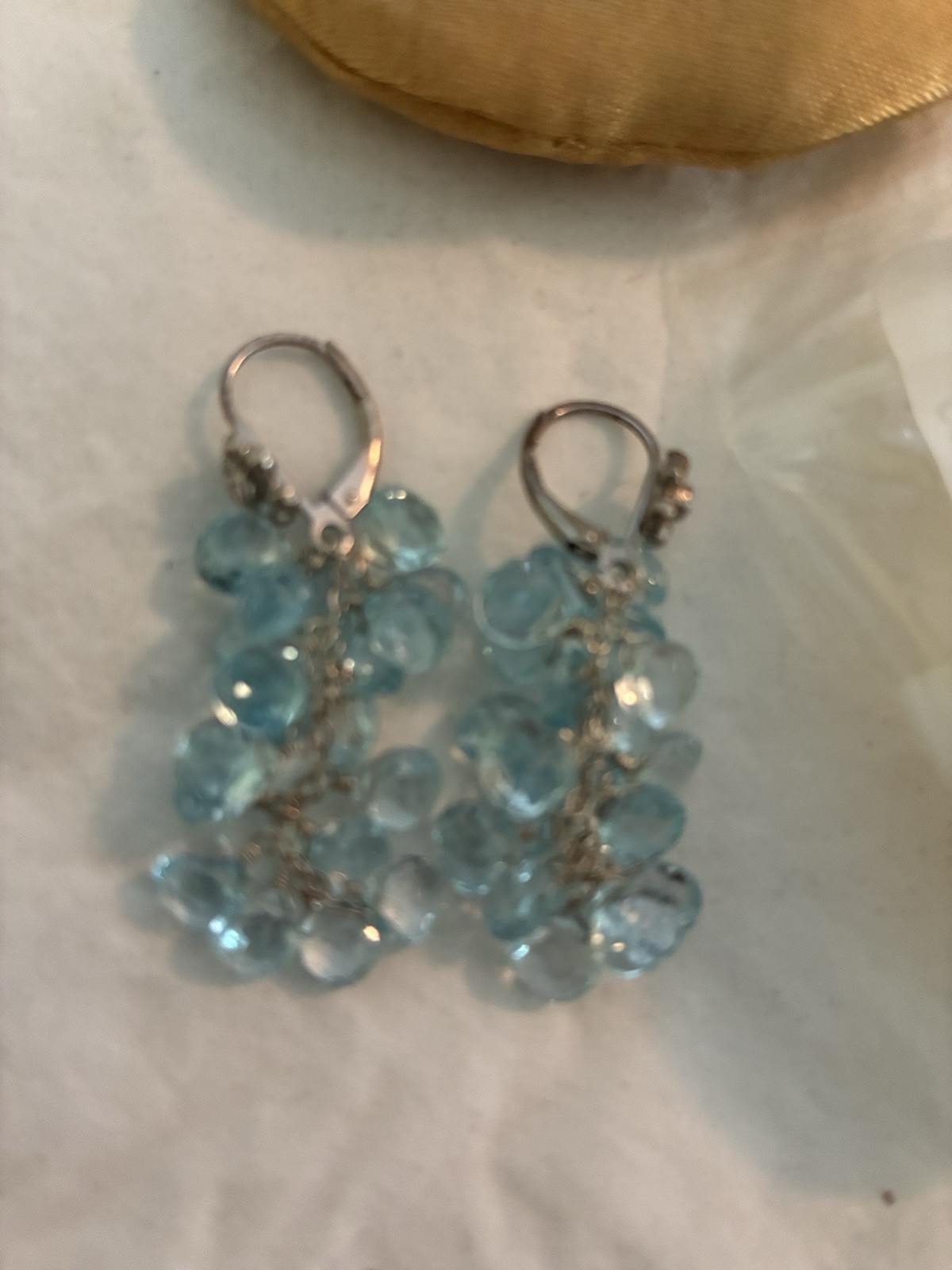 Anzie Blue Round Topaz Cluster Dangle/Drop Hook Earrings Metal 1629SBF