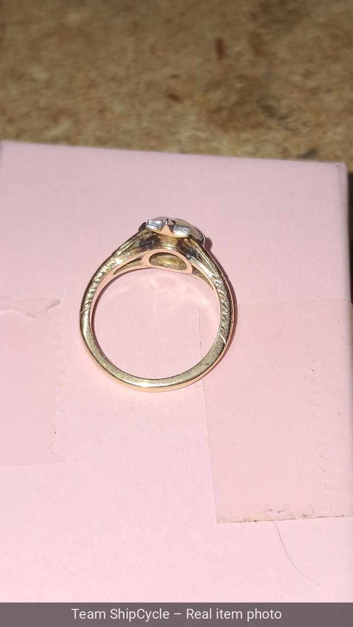 Antique Victorian 14k Ring With Carved Moon face Moonstone Diamond G2U