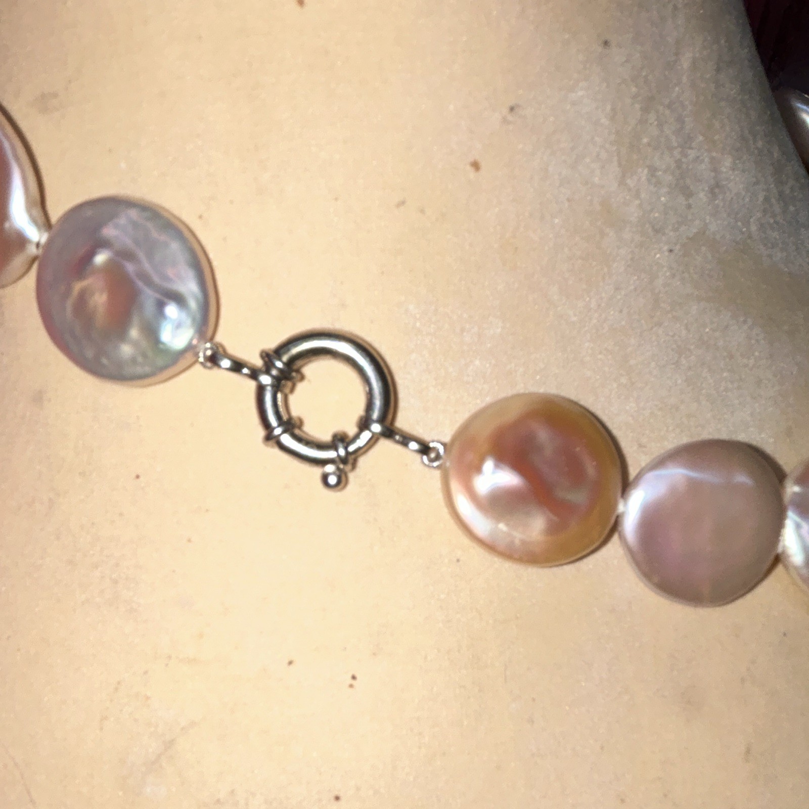 Multicolor Baroque Pearl Beaded Statement Necklace, Silver, Spring Ring Clasp