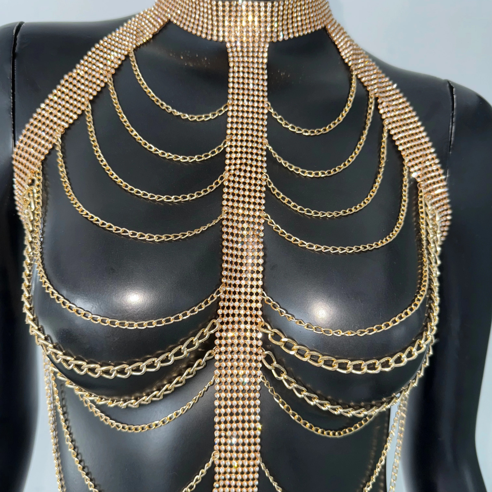 Body Chain White Pearl Suspender Silver Chain Top Metal Layered pearl