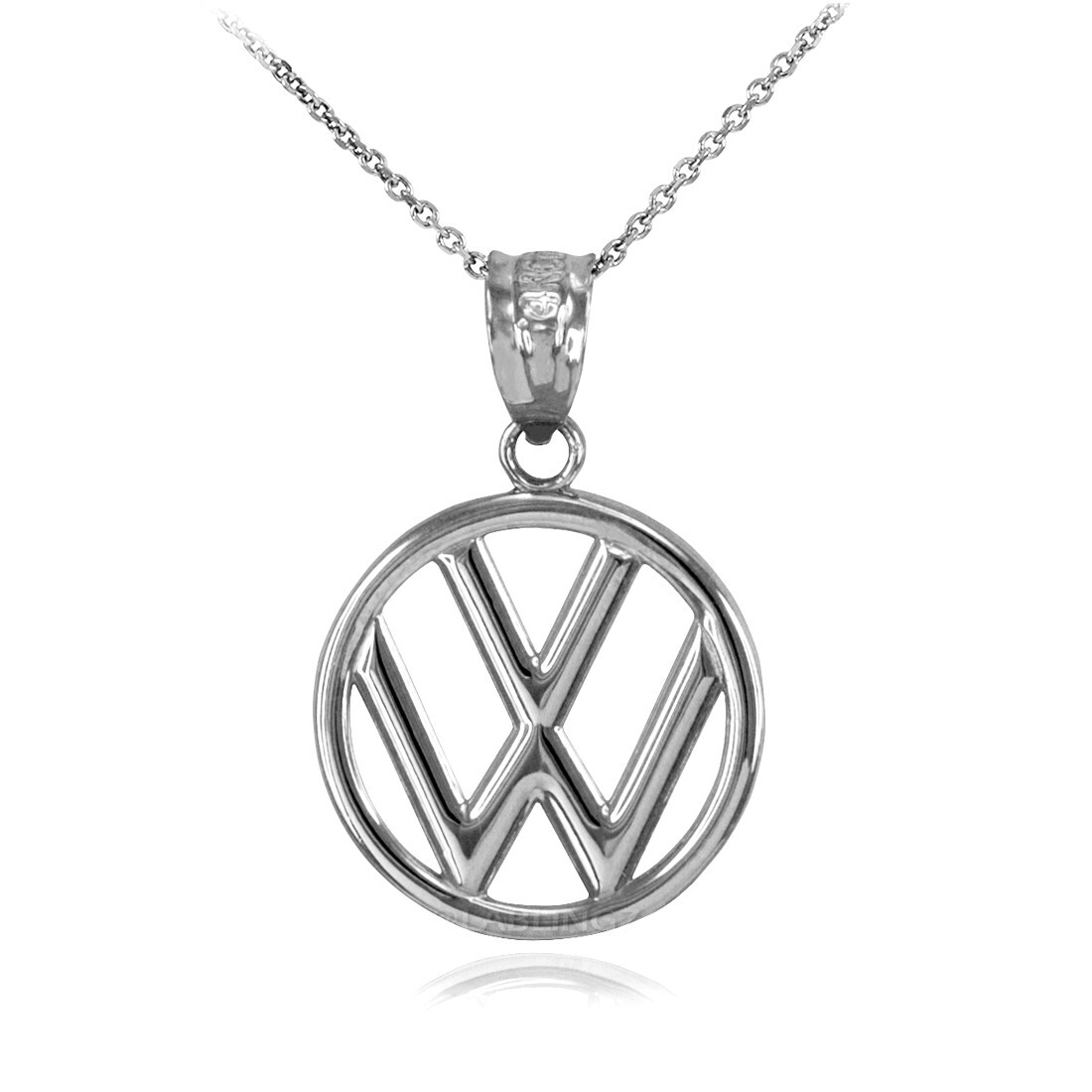 925 Sterling Silver VW Volkswagen Logo Charm Necklace | Retro Style Pendant