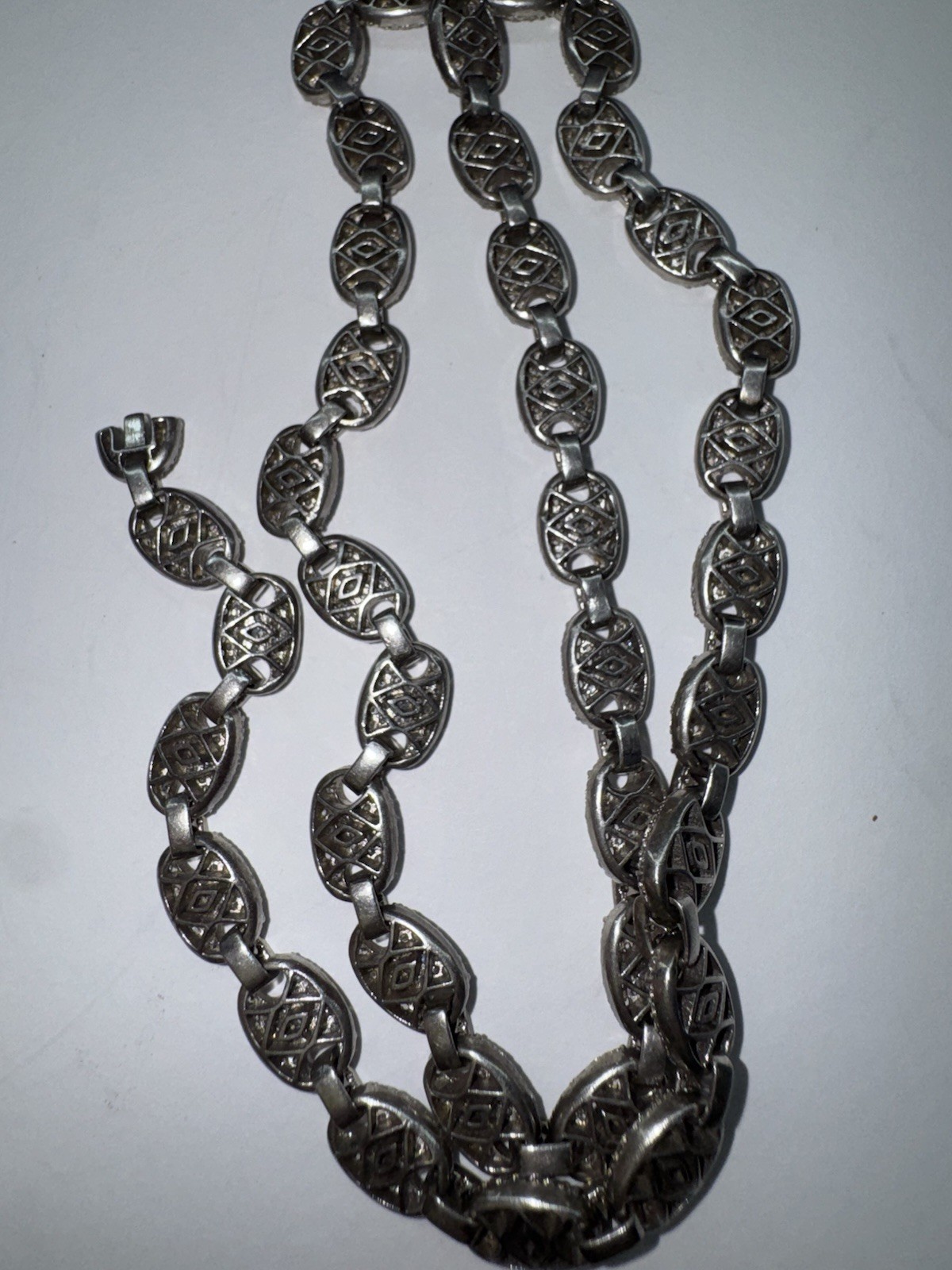 Gorgeous Solid Sterling Silver Cubic Zirconia Style Oval Chain 22 Inch Necklace