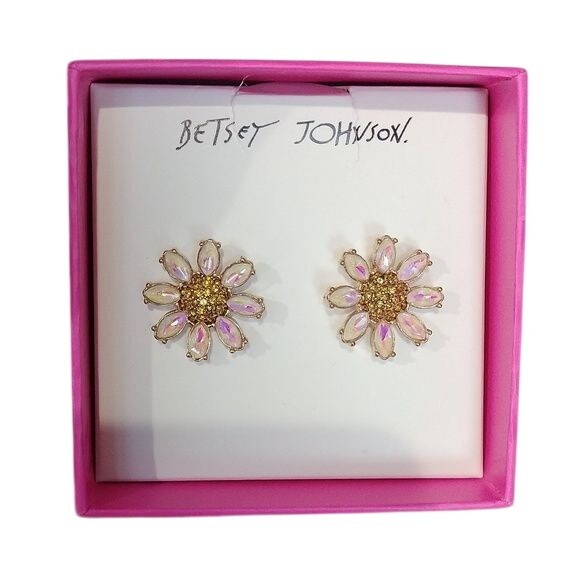Betsey Johnson Goldtone Flower Earrings + 8 pair Low Cuts Sock Gift Set