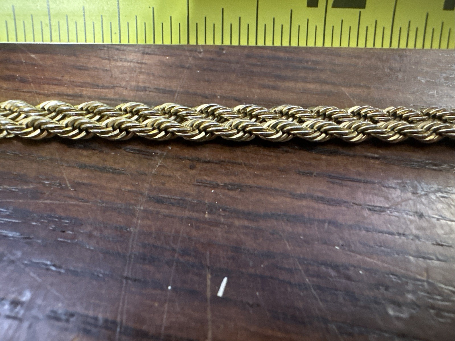 20 Inch Gold plated Rope Chain Necklace No Makers Mark Or Clasp (1)
