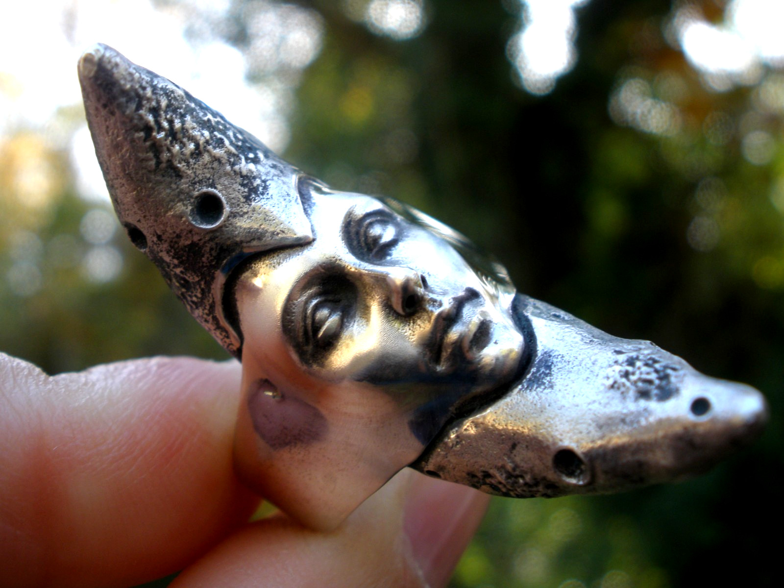 Moon Goddess Silver Ring, Crescent Moon Face Ring