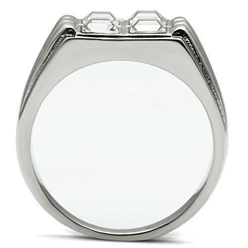 TK488 – High polished (no plating) Stainless Steel Ring with Top Grade Crystal