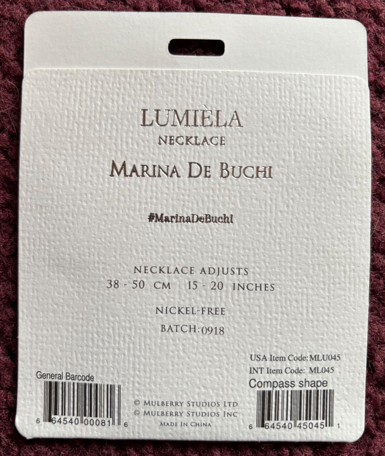 New Lumiela Necklace Marina De Buchi Compass Shape Adjustable Nickel Free