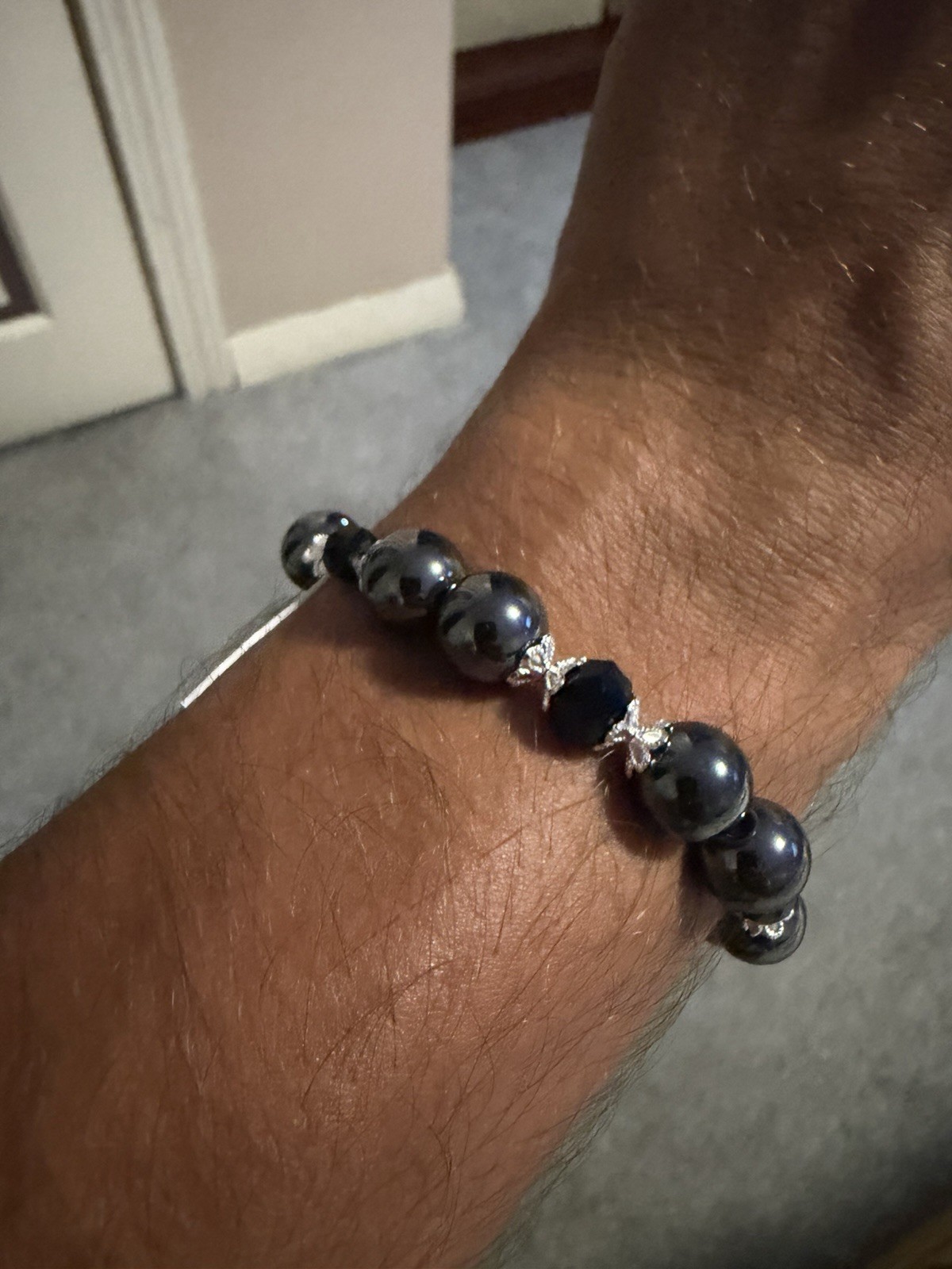 Hematite Crystal Bead Bracelet