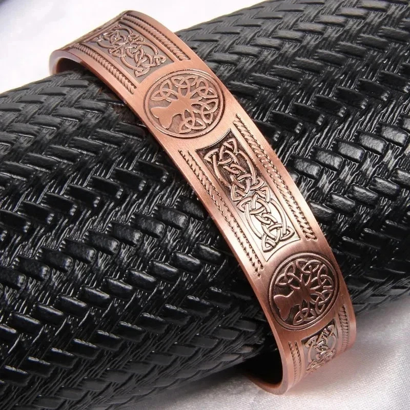 Magnetic Copper Tree of Life Bracelet Pain Relief Energy Balance Cuff Bangle