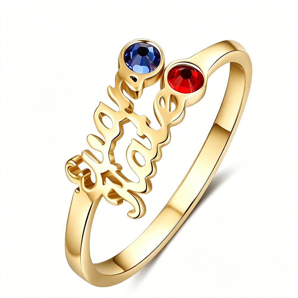 Custom Name Rings for Couples Ring with Birthstones Promise Rings for Women