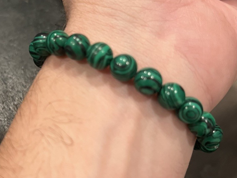 Natural 8mm Malachite Stone Beaded Bracelet Green Gemstone Stretchy – Free Ship