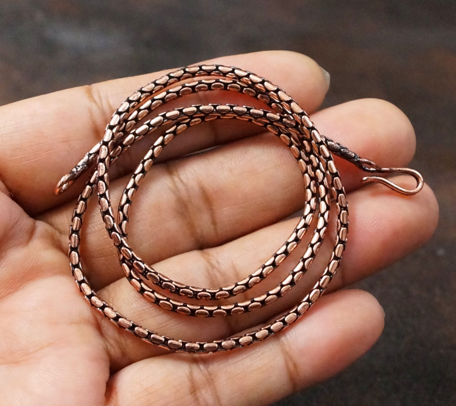 Solid Copper Chain Necklace 20 to 30 Inch Length – Eco-Friendly Pendant (CH-03