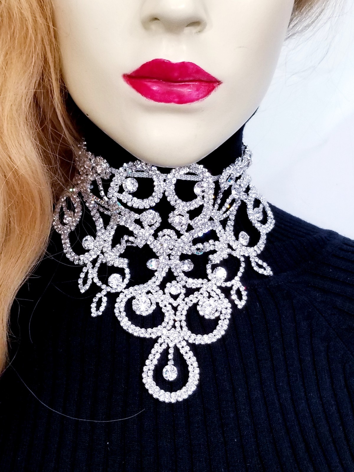 Clear Crystal Choker Rhinestone Crystal Necklace Bridal Prom Pageant Jewelry