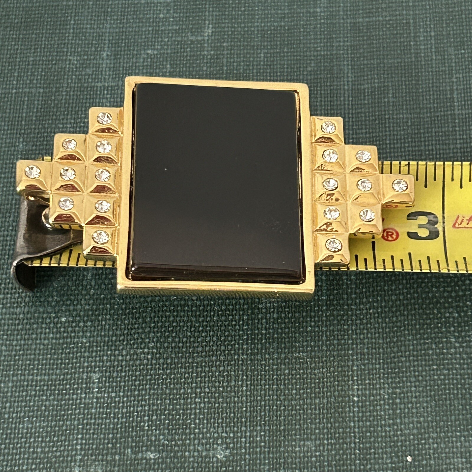 VTG 1980’s SMB Sandra Miller Burrows Brooch & Slide Pendant Gold Tone Blk Glass
