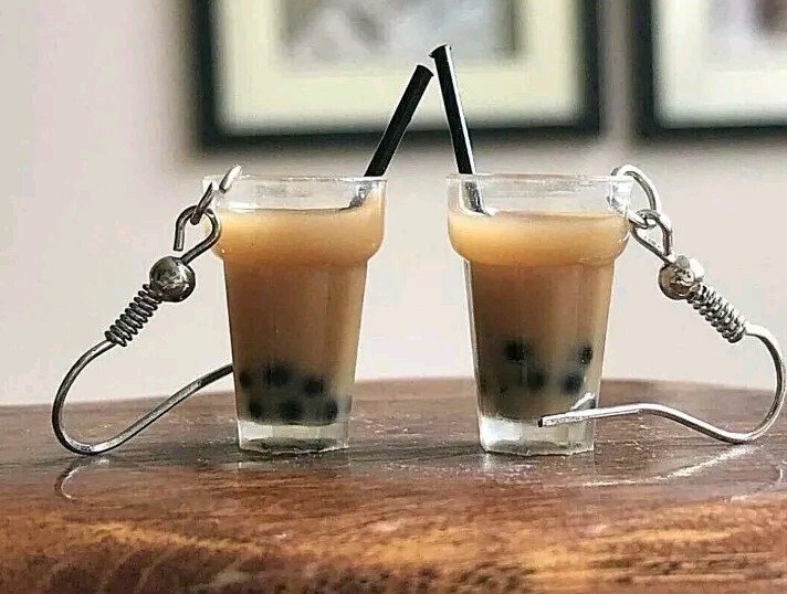 Boba Milk Tea Drink Statement Earrings – Gift for Boba Lovers