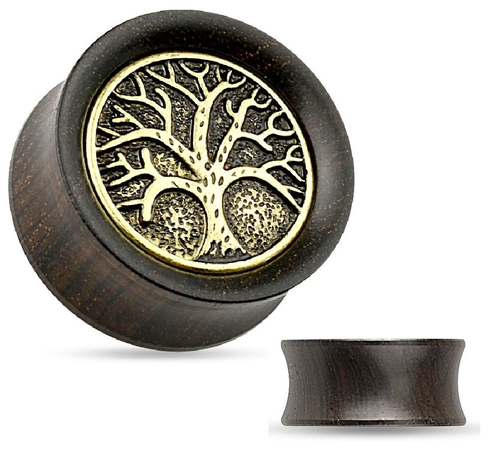 Tree of Life Organic Ebony Wood Saddle Plug Gauges, Sold As Pair (12mm (1/2″))
