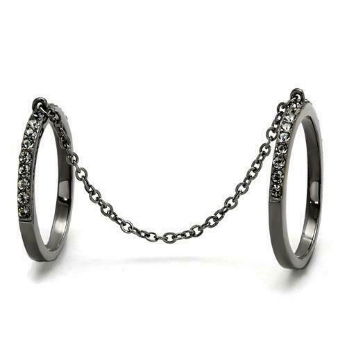 Brilliant Micro Paved Cubic Zircon CZ AAA Black Ion Plated Fashion Ring Tk2614
