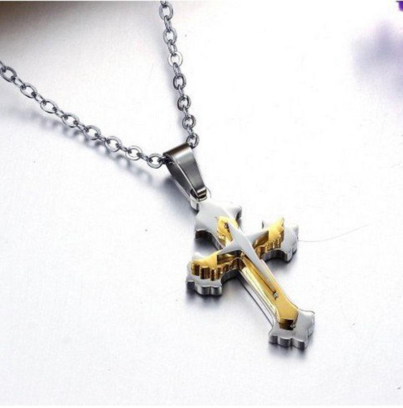Unisex 316L Stainless Steel Pendant Necklace Cross Chain for Women Men Nice Gift