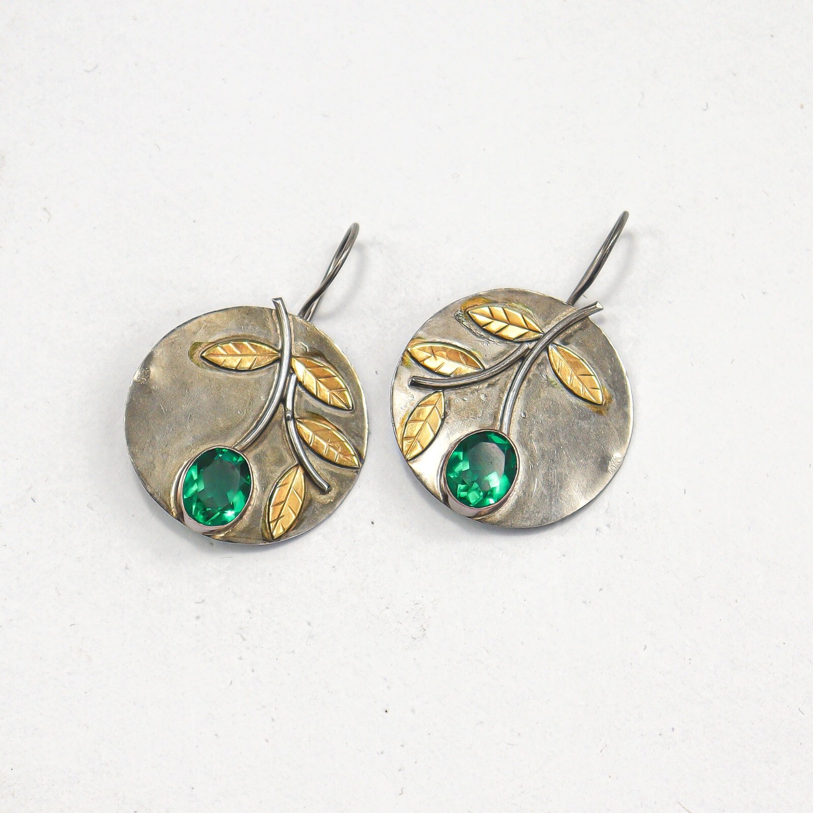 Emerald Gemstone Earrings 925 Sterling Silver Handmade Boho Jewelry For Her 1.7″