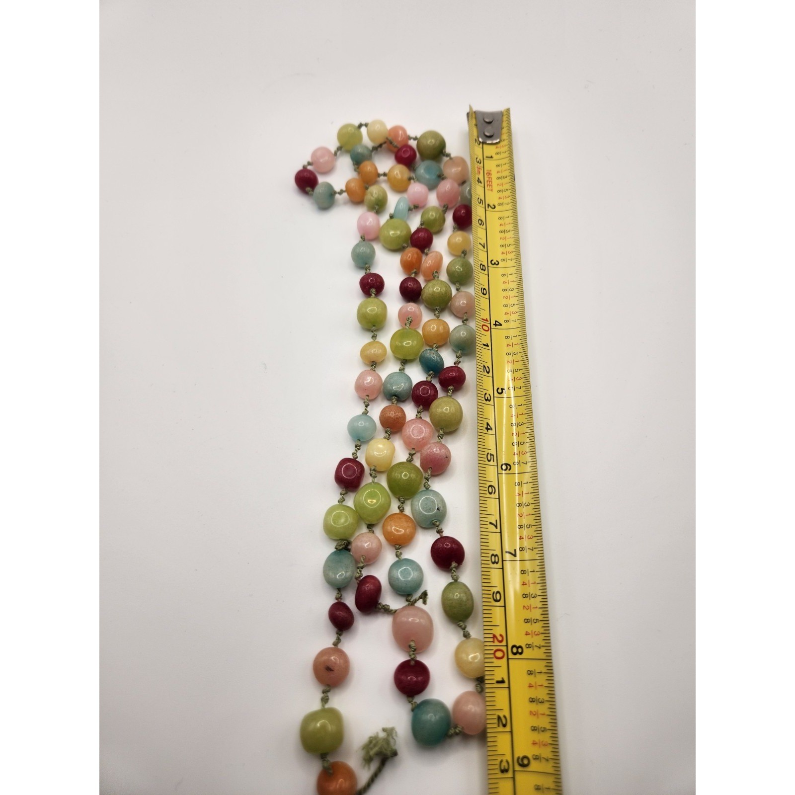 Multicolor Semi Precious Stone Hand Knotted Bead Necklace 36 Inch Broken Repair