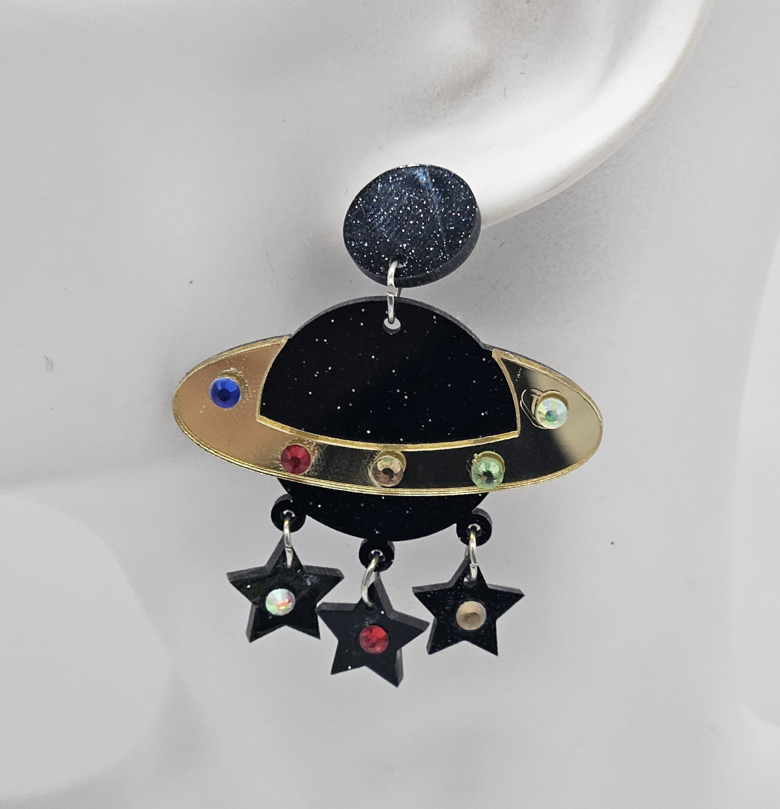 Women’s Fashion Novelty Jewelry Planet Saturn Stars Earrings RE