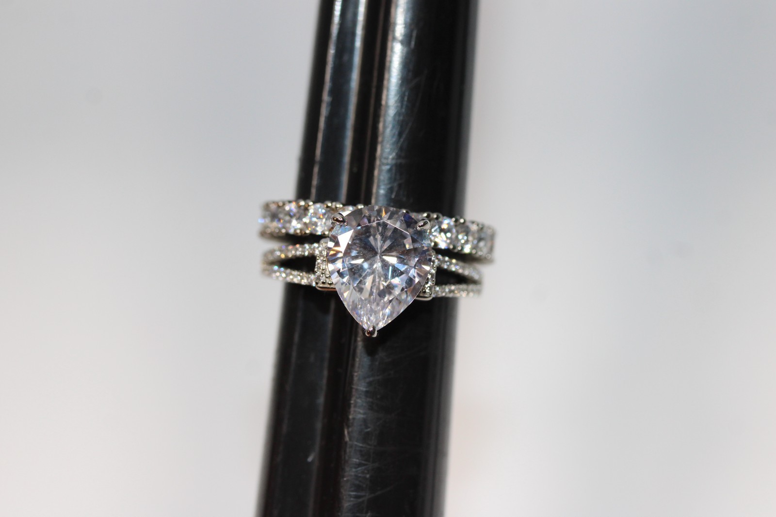 Gorgeous Sterling Silver 925 PEAR 2 Ring Wedding Set JCL NIB Size 8