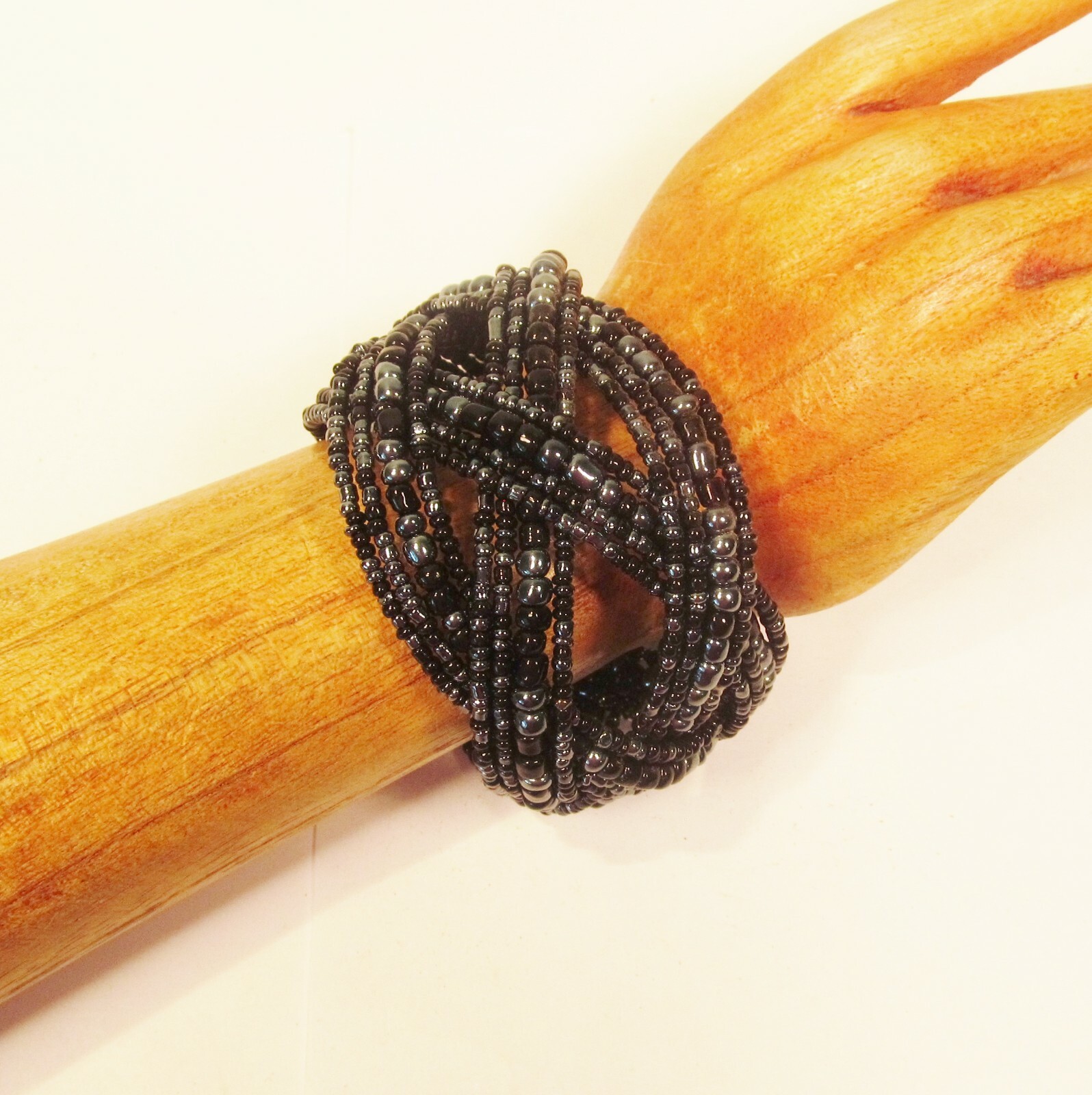 LOT of 12 Handmade Beaded Boho Cuff Bracelets WHOLESALE 6 Dark COLORS DIY