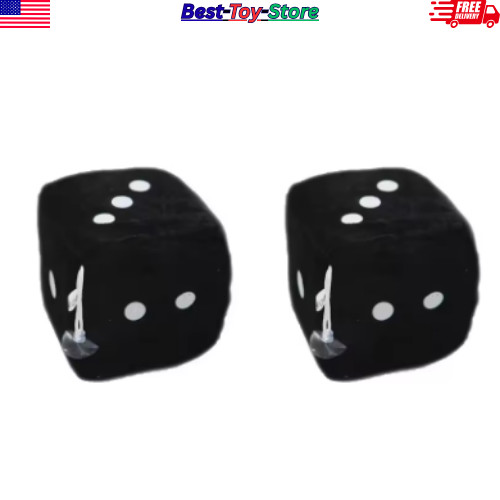 2PCS Plush Fuzzy Dice Car Rear View Mirror Decoration